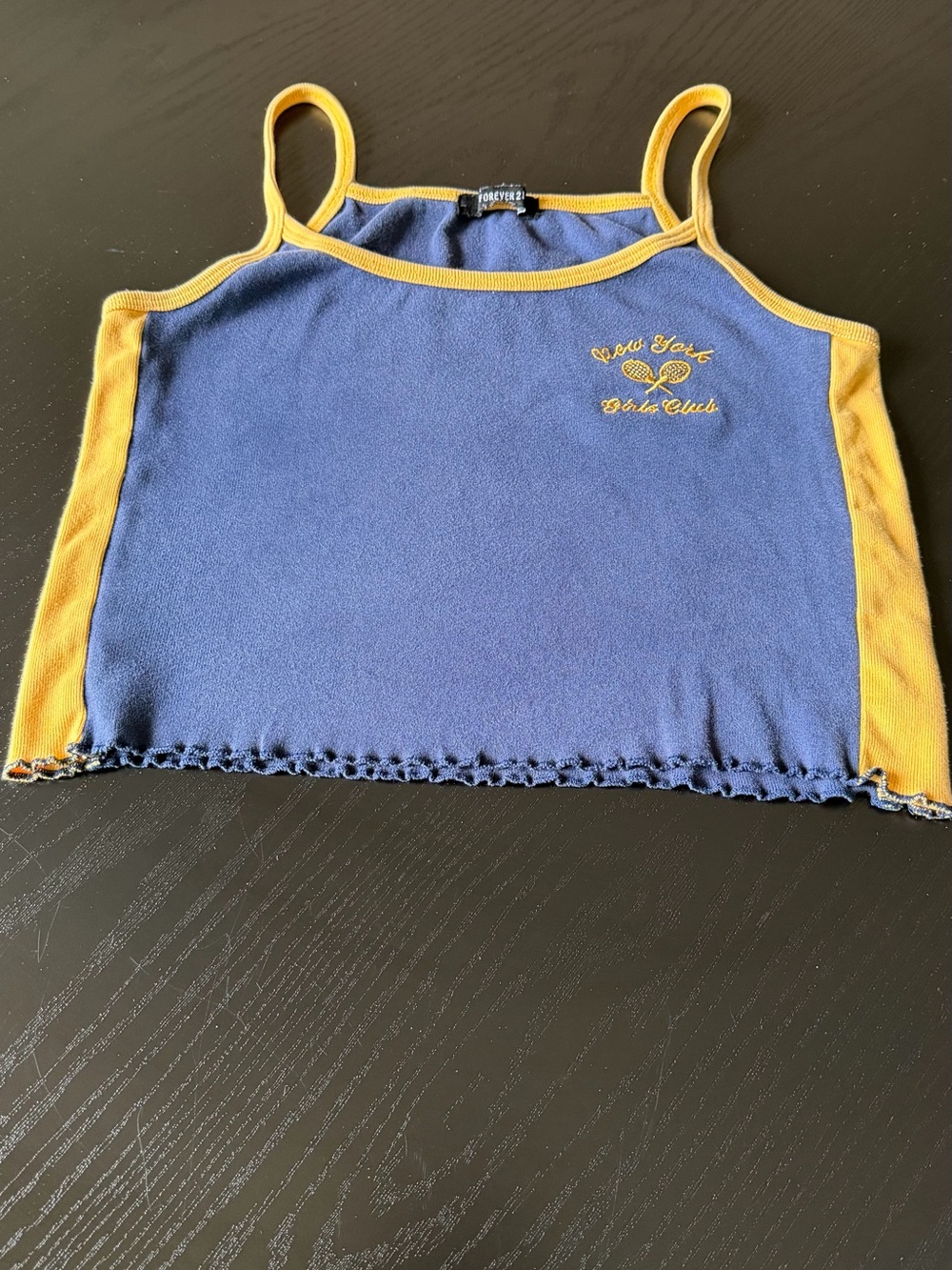 Forever 21 Blue and Yellow Girls' Cropped Camisole Tank